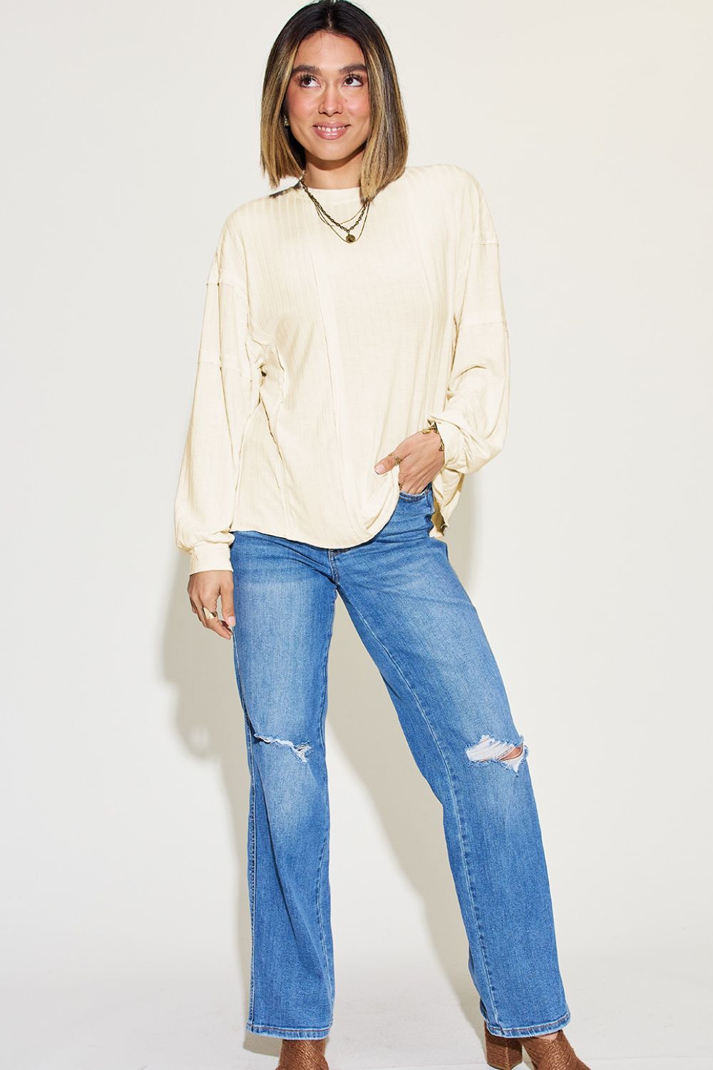 Ribbed Long Sleeve Top | Multiple Colors