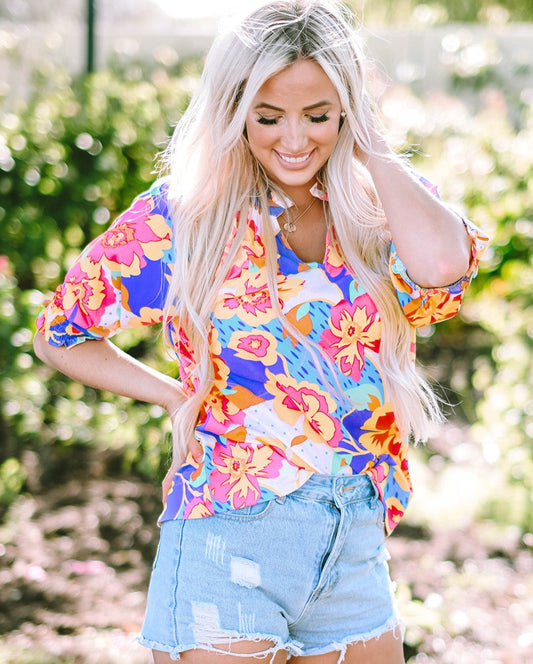 Floral Half Sleeve Blouse