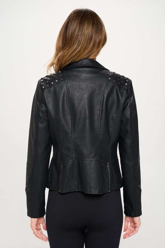 Emmie Studded Classic Moto Jacket