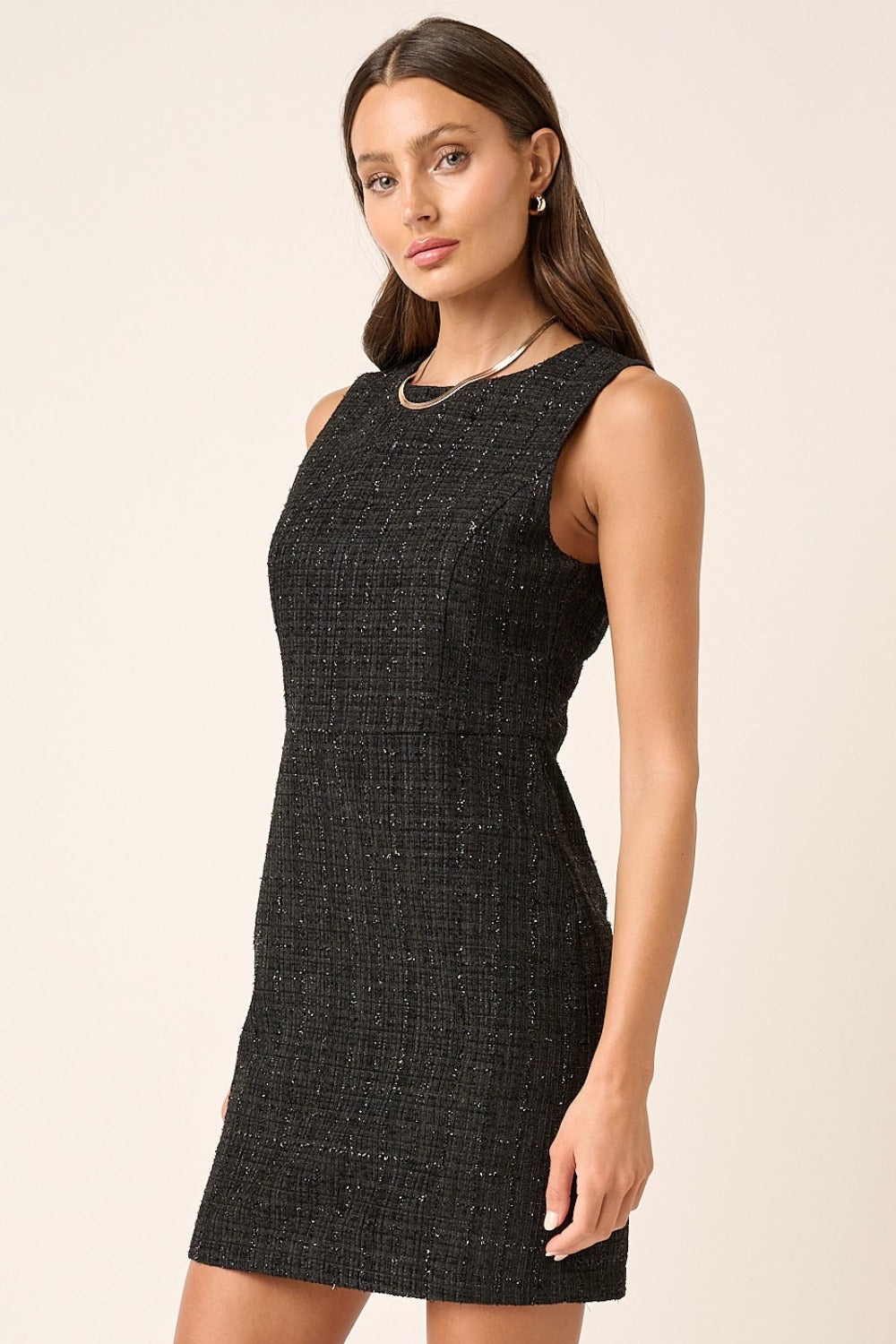 Natalie Tweed Sleeveless Mini Dress