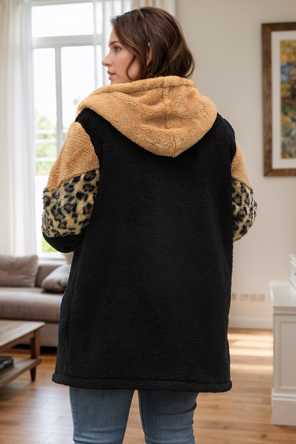 Leopard Zip-Up Hooded Jacket | Curvy