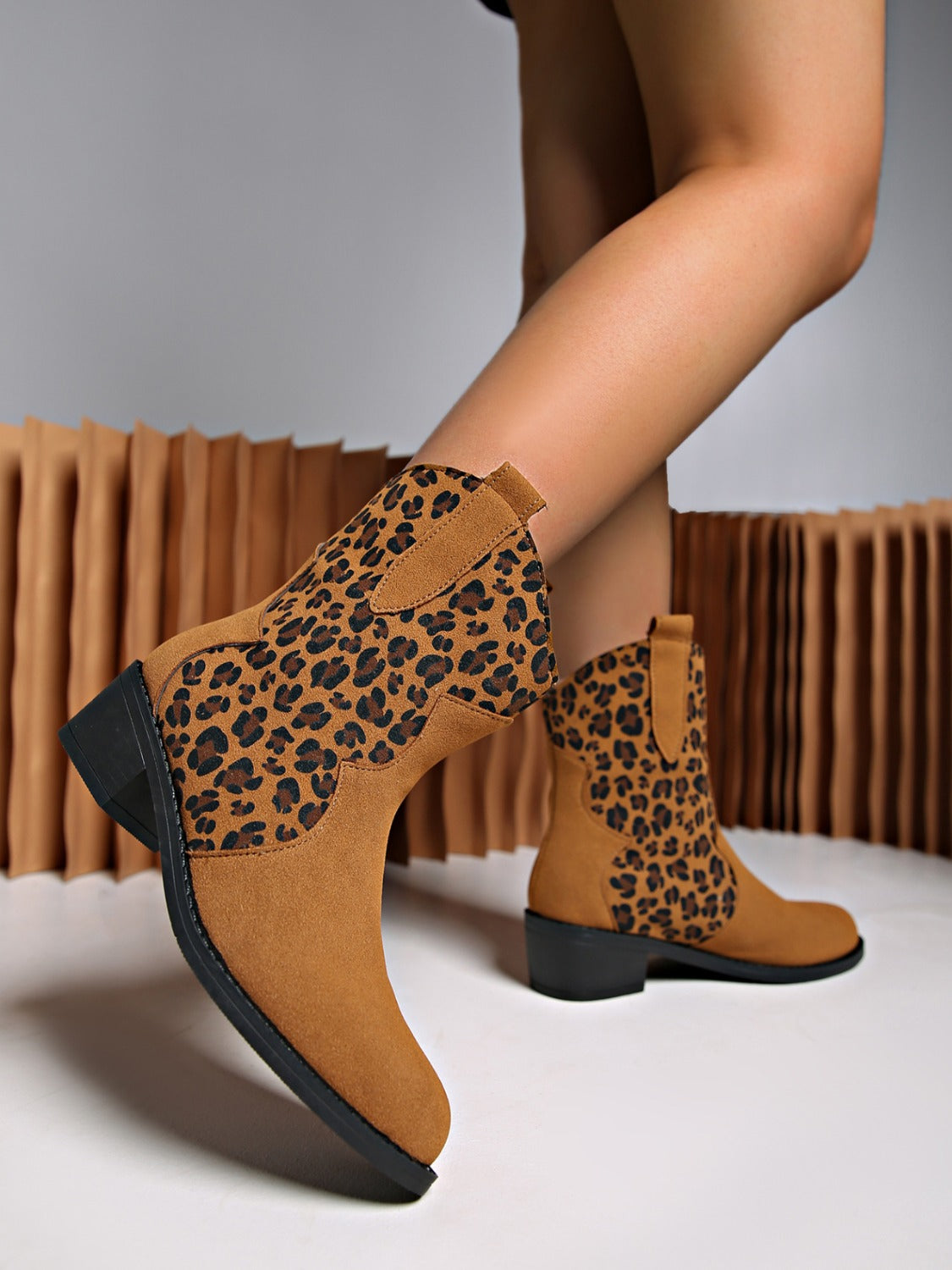 Zendaya Leopard Suede Boots