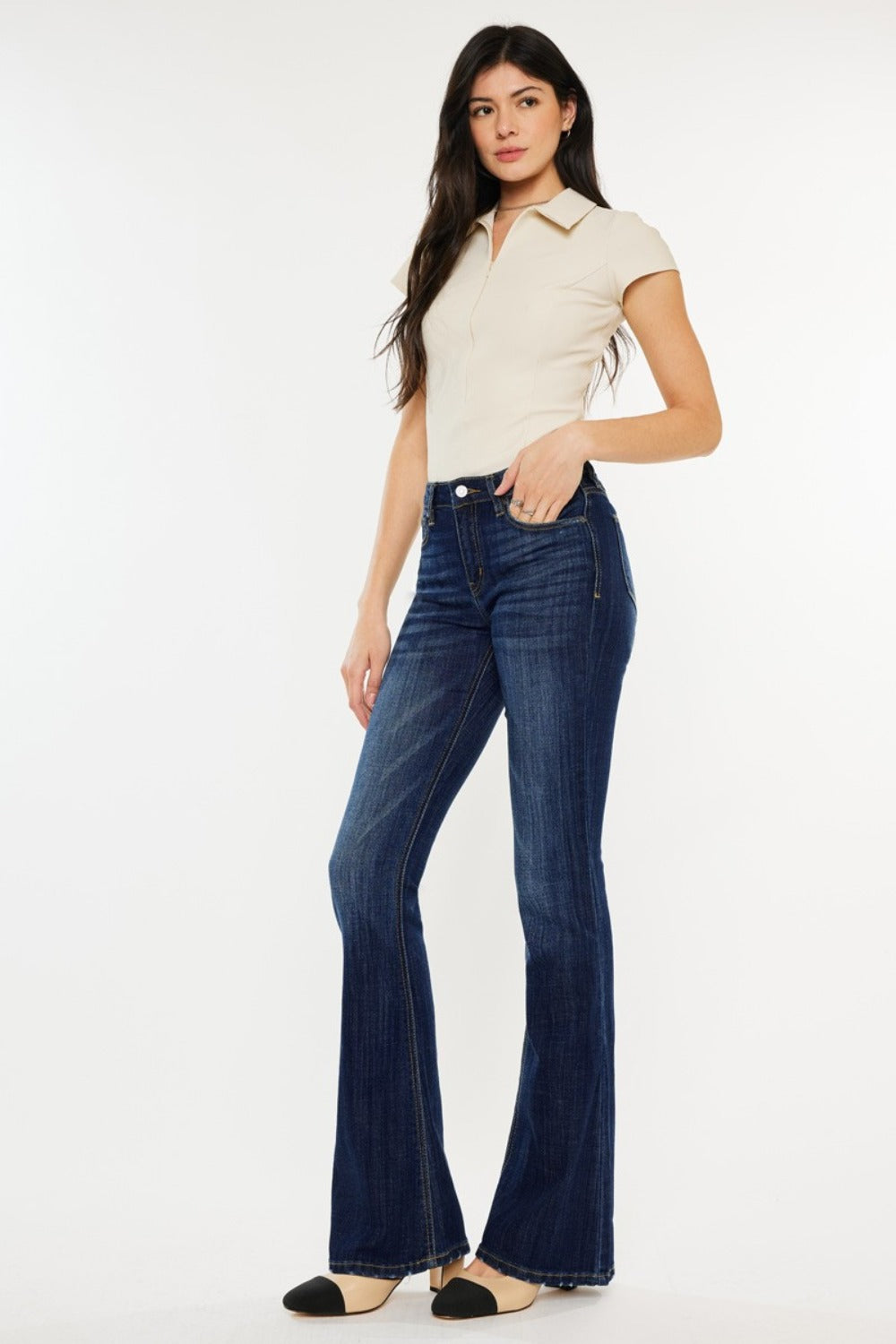 Ruthie Mid-Rise Slim Flare Jeans | Kancan