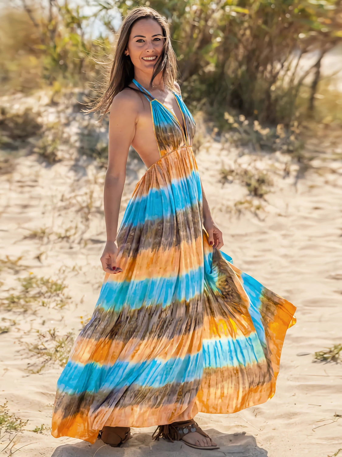 Talia Tie-Dye Halter Neck Dress