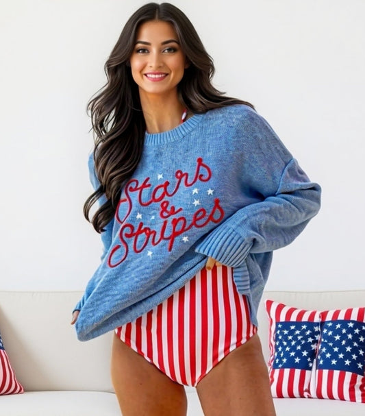 Stars & Stripes Patriotic Sweater