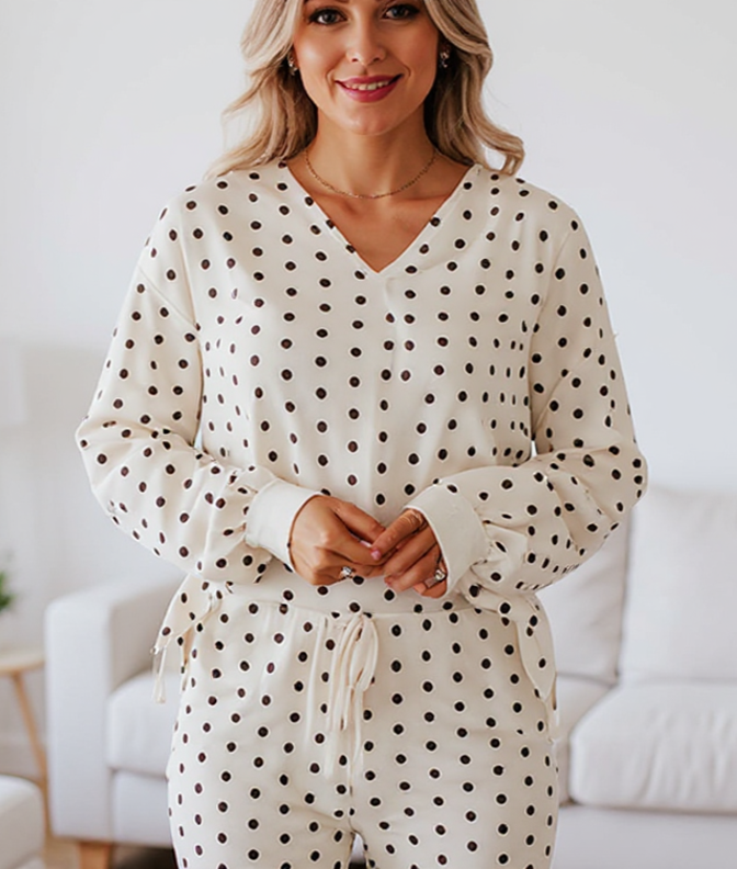 Journi Polka Dot Top & Joggers Lounge Set