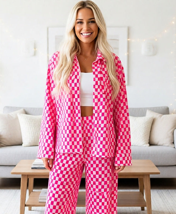 Gwen Checkerboard Top & Pants Set
