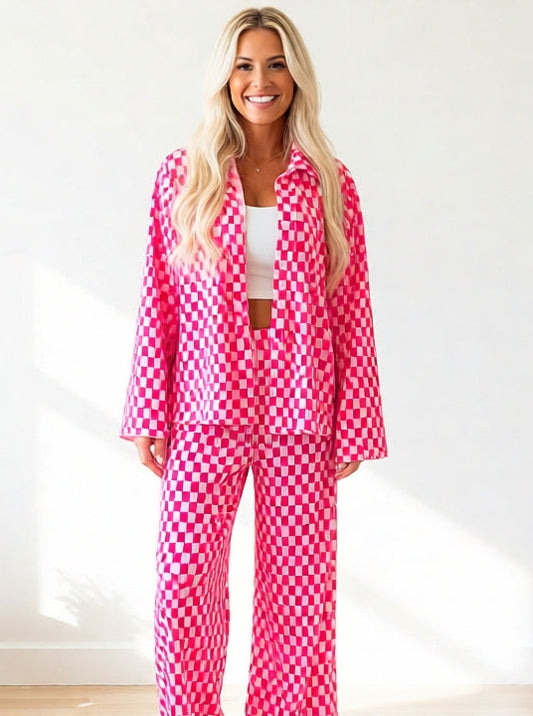Gwen Checkerboard Top & Pants Set