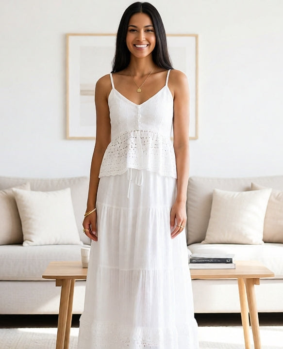 Keira Eyelet Cami & Skirt Set