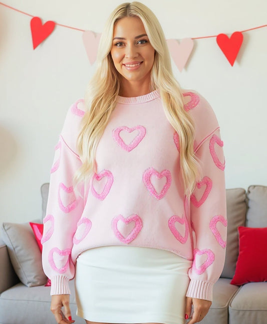 Bubble Me Hearts Baggy Sweater