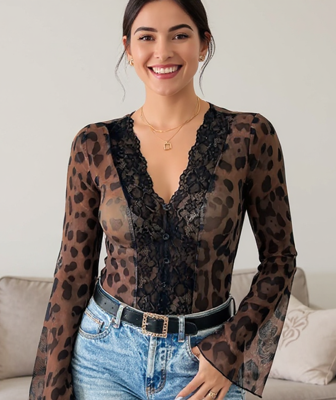 Philippa Leopard Lace Bodysuit