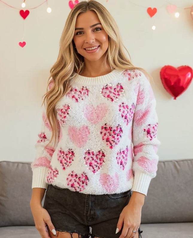 Clover Pearl Heart Sweater