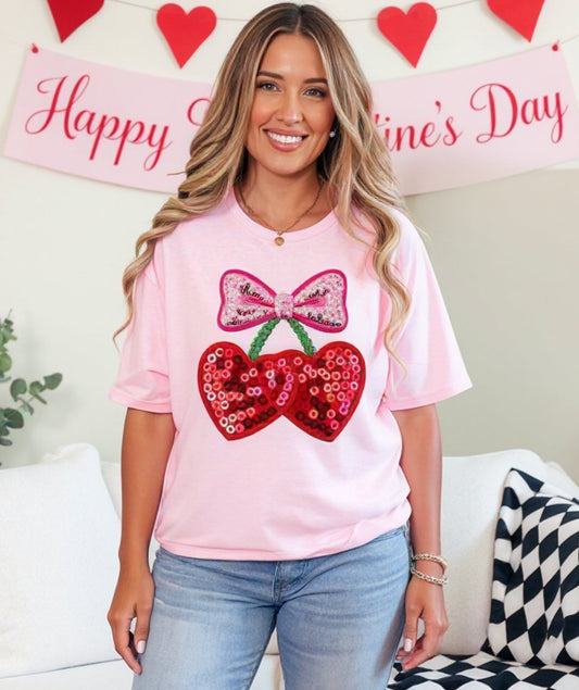 Valentine's Cherry Graphic Tee or Sweatshirt