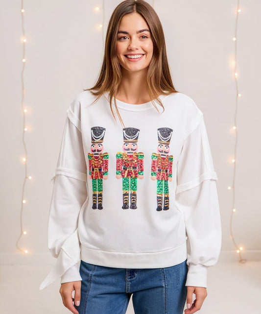 Sequin Nutcrackers Embroidered Sweatshirt
