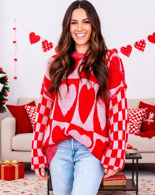 Lots of Love Checkerboard Sweater