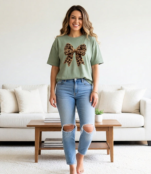 Leopard Bow Graphic Tee