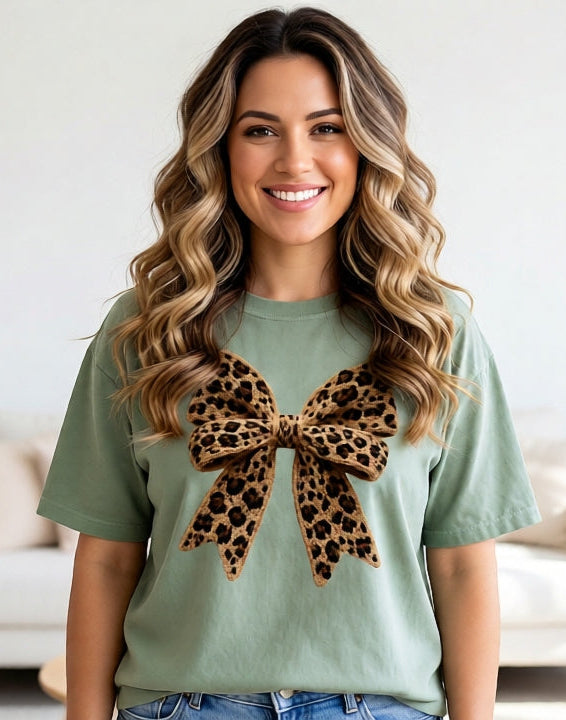 Leopard Bow Graphic Tee