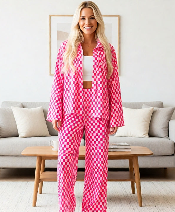 Gwen Checkerboard Top & Pants Set