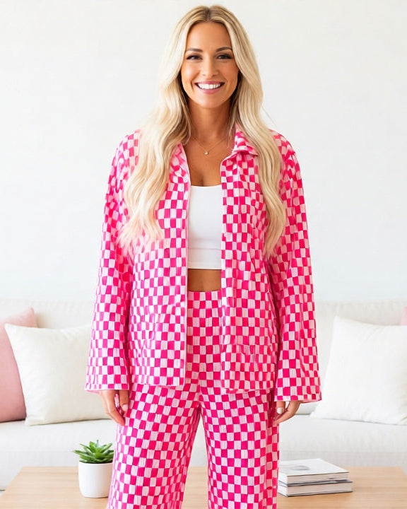 Gwen Checkerboard Top & Pants Set