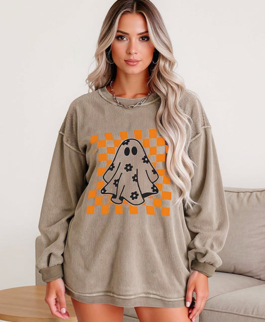 Floral Ghost Graphic Corded Sweatshirt