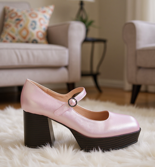 Matilda Platform Heels | Metallic Rose
