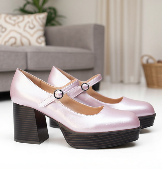 Matilda Platform Heels | Metallic Rose
