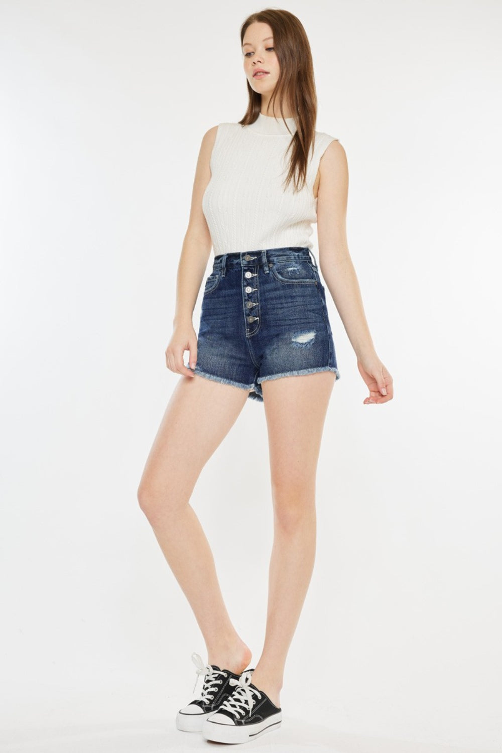 Addilyn Button Fly Denim Shorts | Kancan