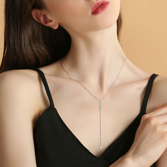 Moissanite Silver Drop Necklace