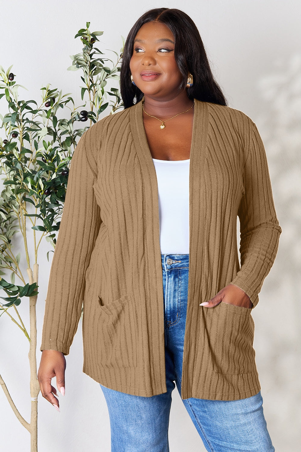 Fall Back Ribbed Open Front Cardigan | Multiple Colors