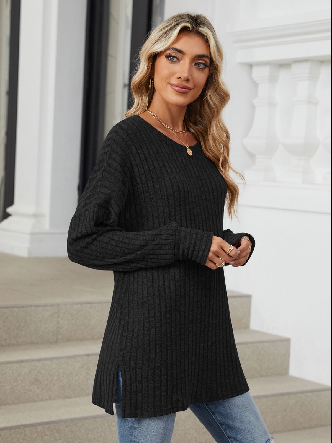 Arlet Ribbed  Long Sleeve Top