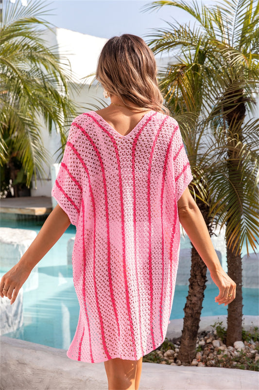 Openwork Striped V-Neck Cover-Up | Multiple Colors