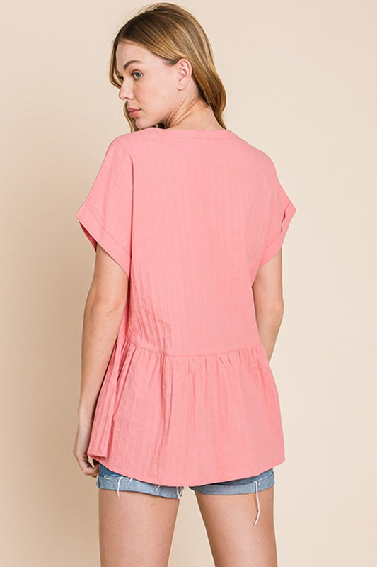 Coral Peplum Top