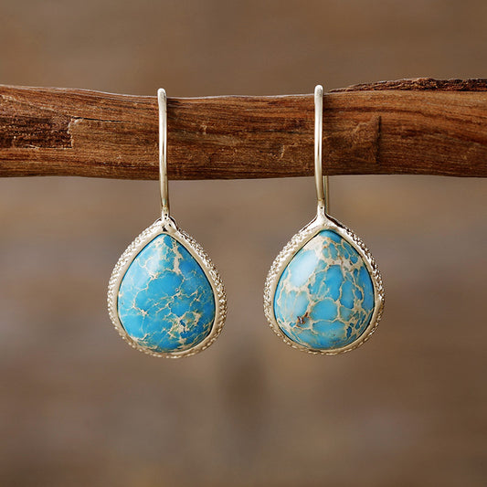 Natural Stone Teardrop Earrings