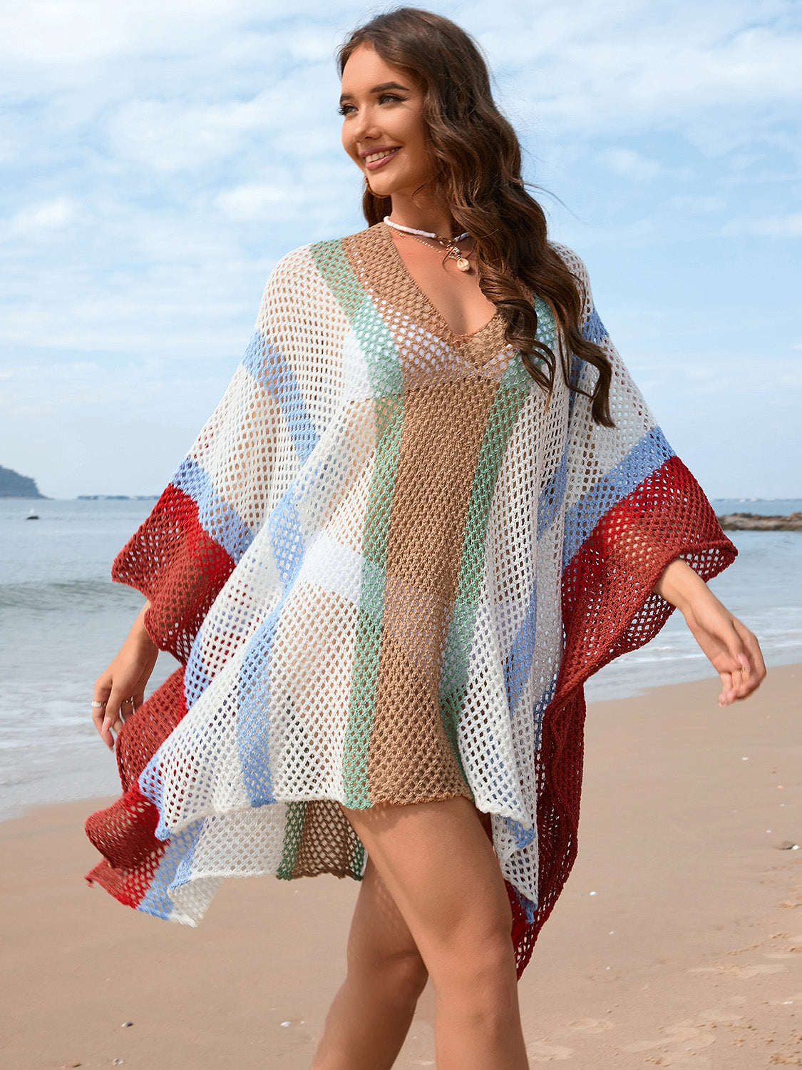 Openwork Color Block Plunge Cover-Up | Multiple Colors