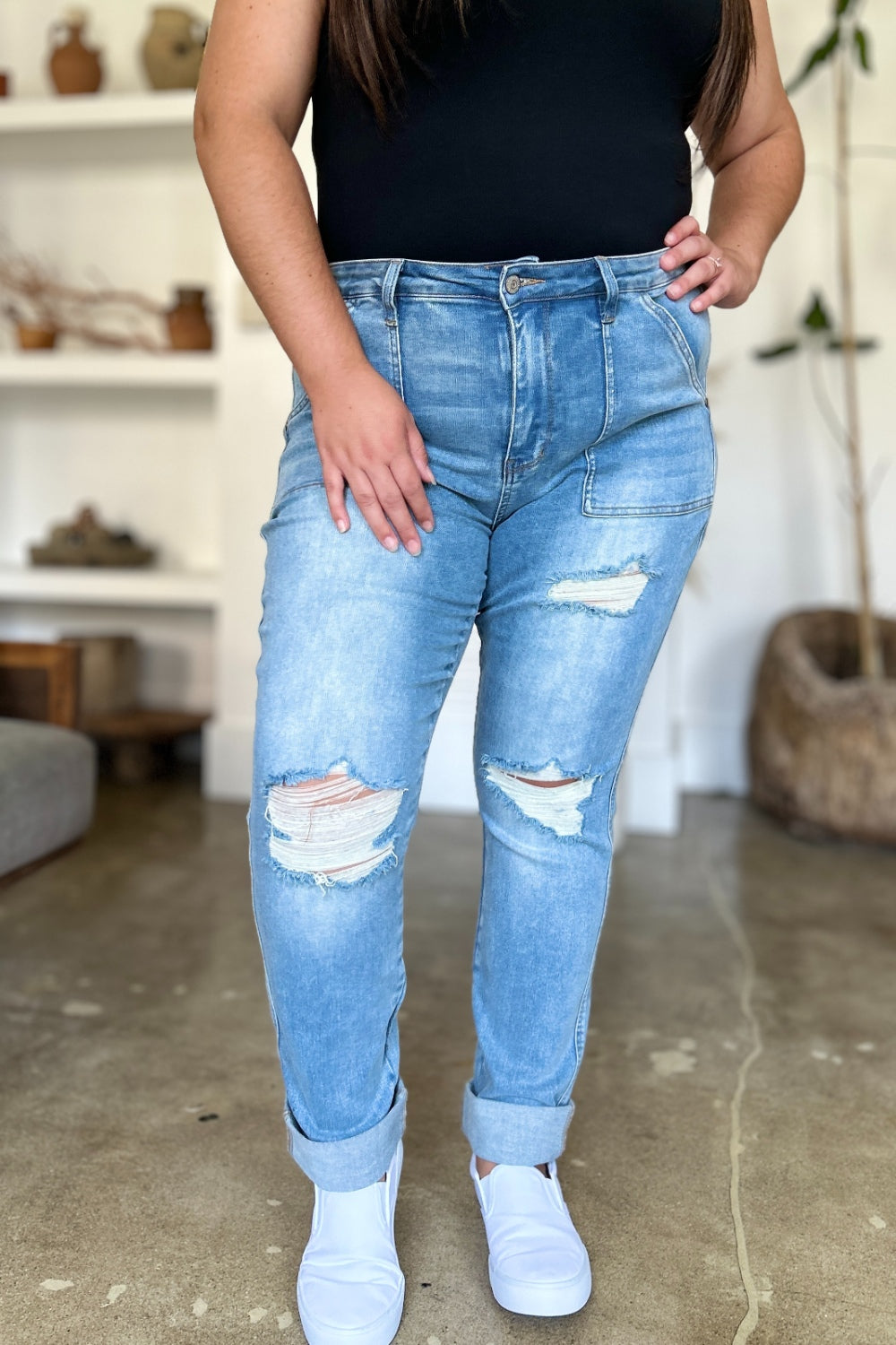 Denver Distressed Straight Jeans | Judy Blue