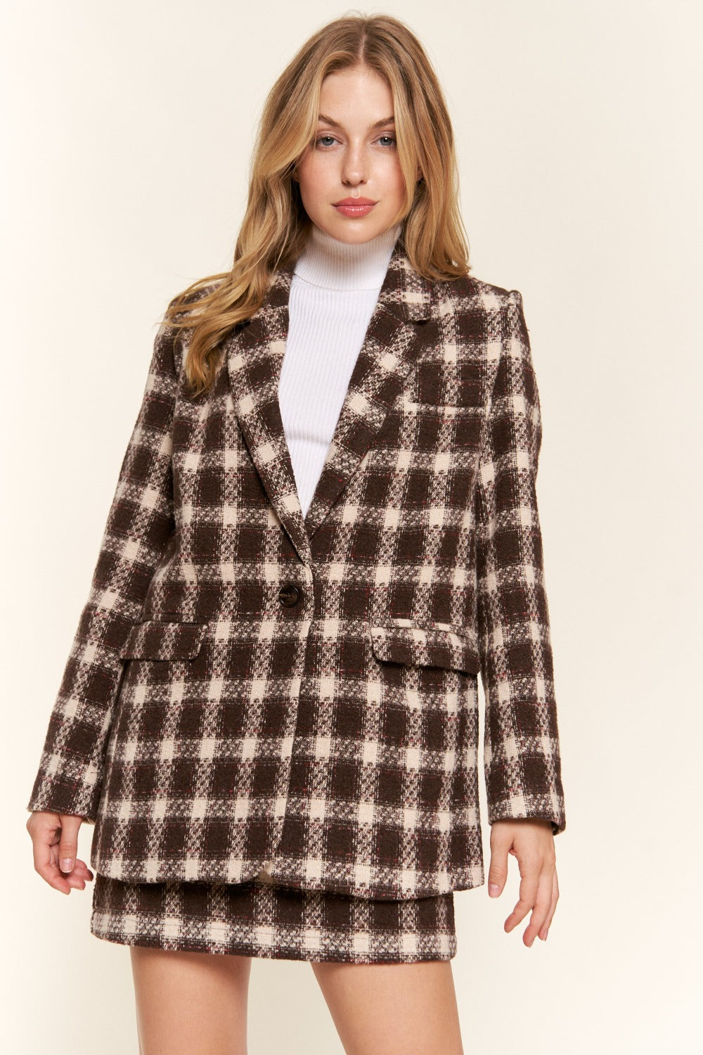 Amyra Plaid Brushed Blazer