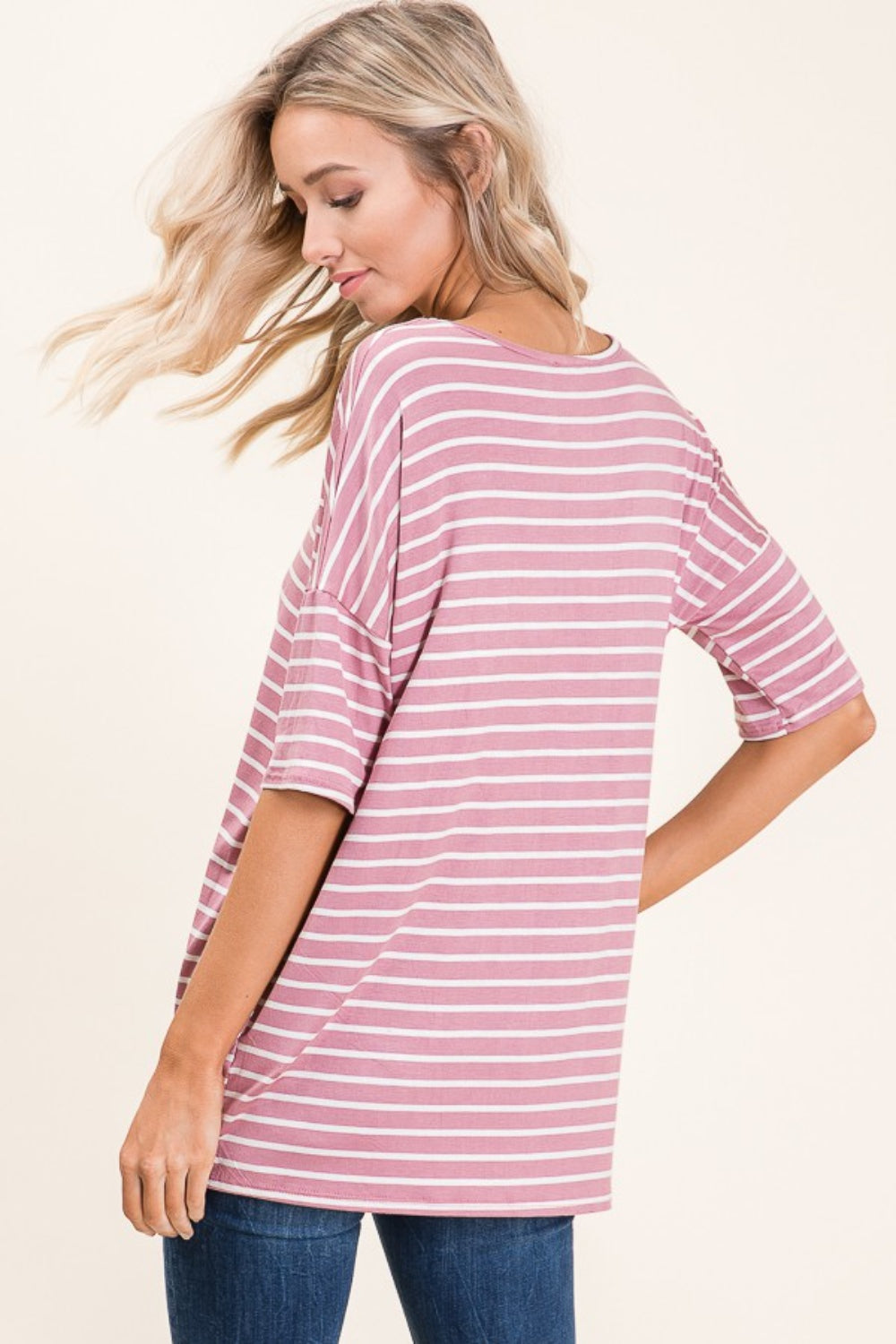 Striped Half Sleeve Top