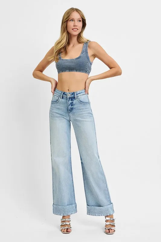 Katalina Tummy Control High-Rise Ankle Cuffed Jeans | Risen