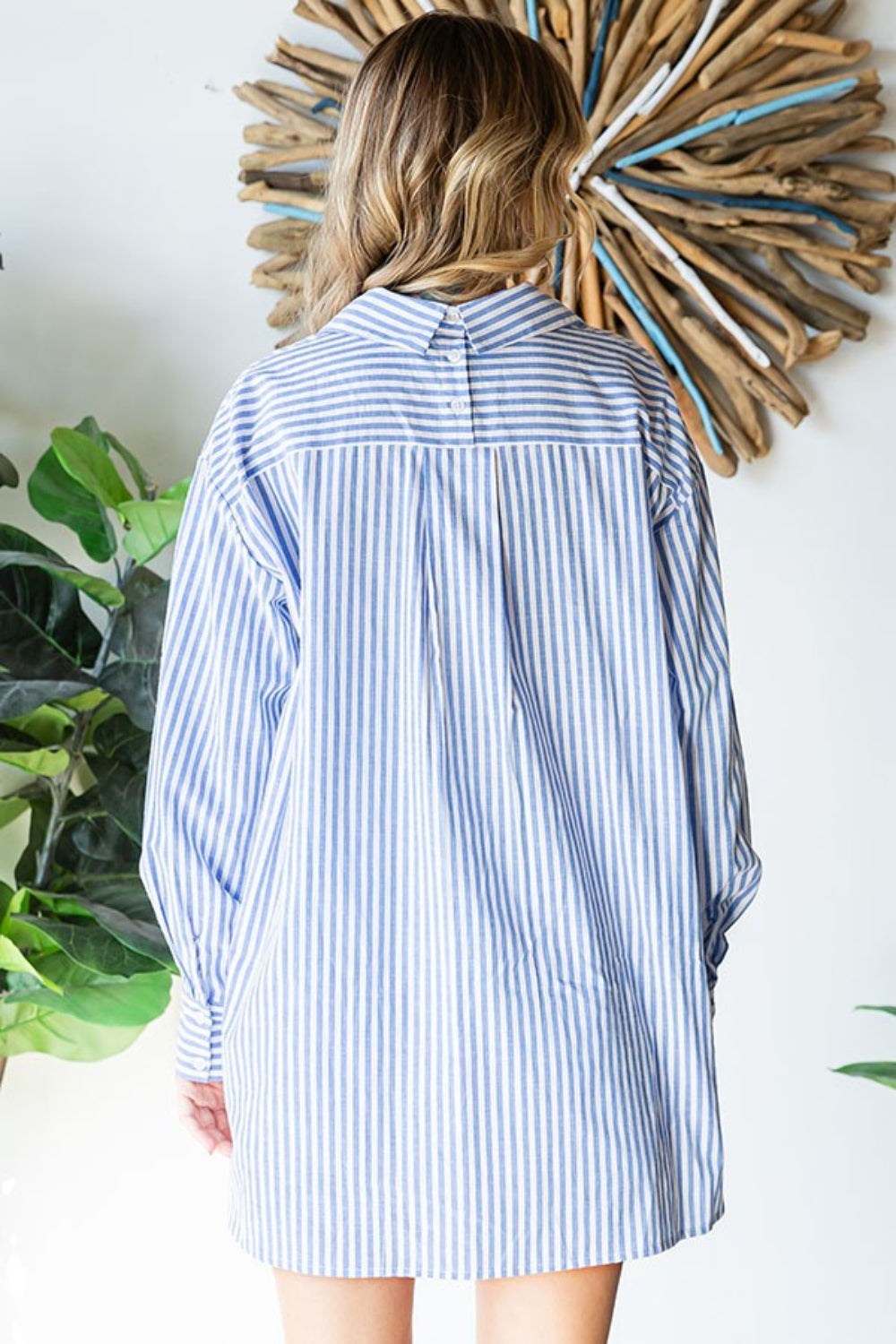 Margo Striped Button Down High-Low Top