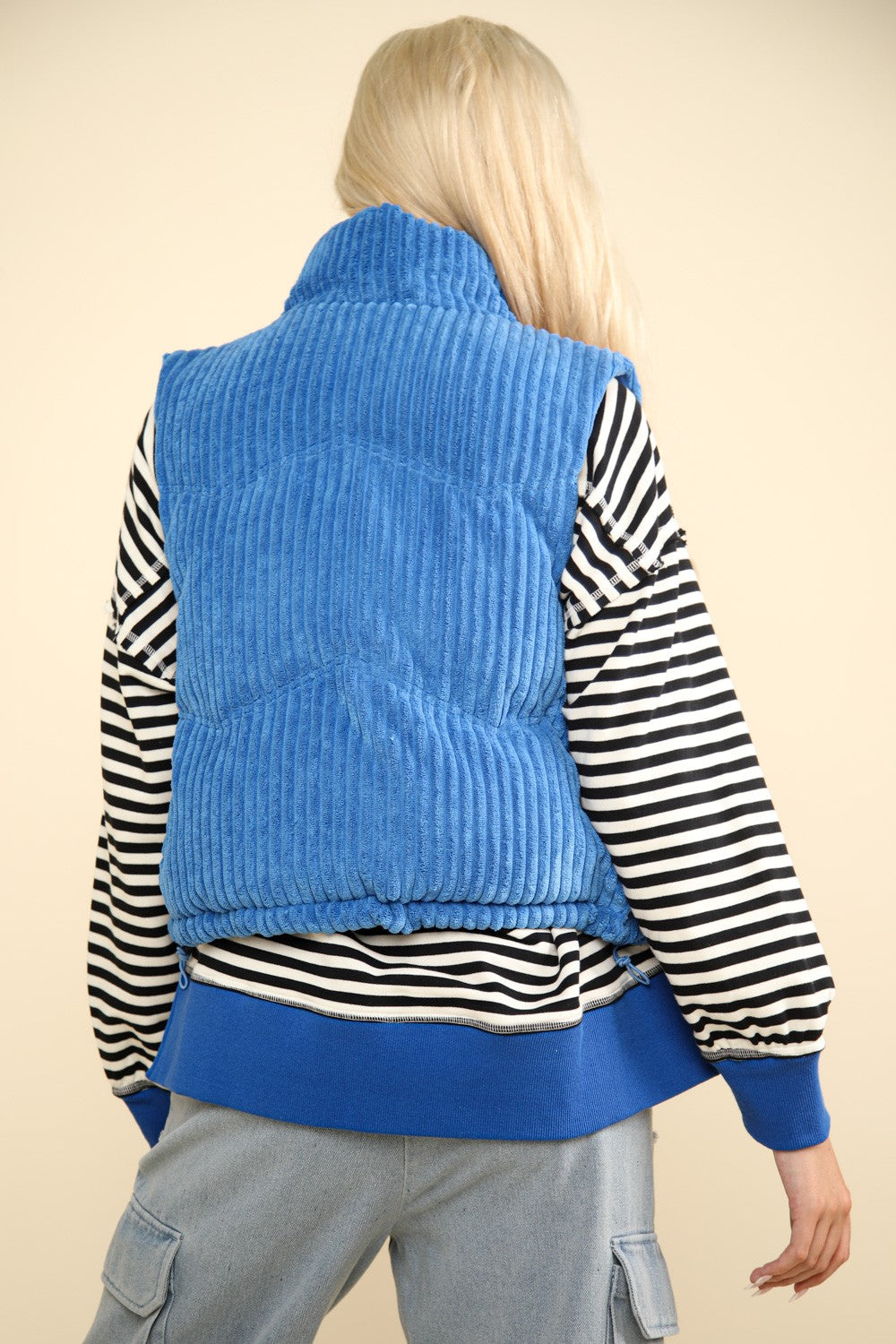 Pearl Zip-Up Padded Corduroy Puffer Vest