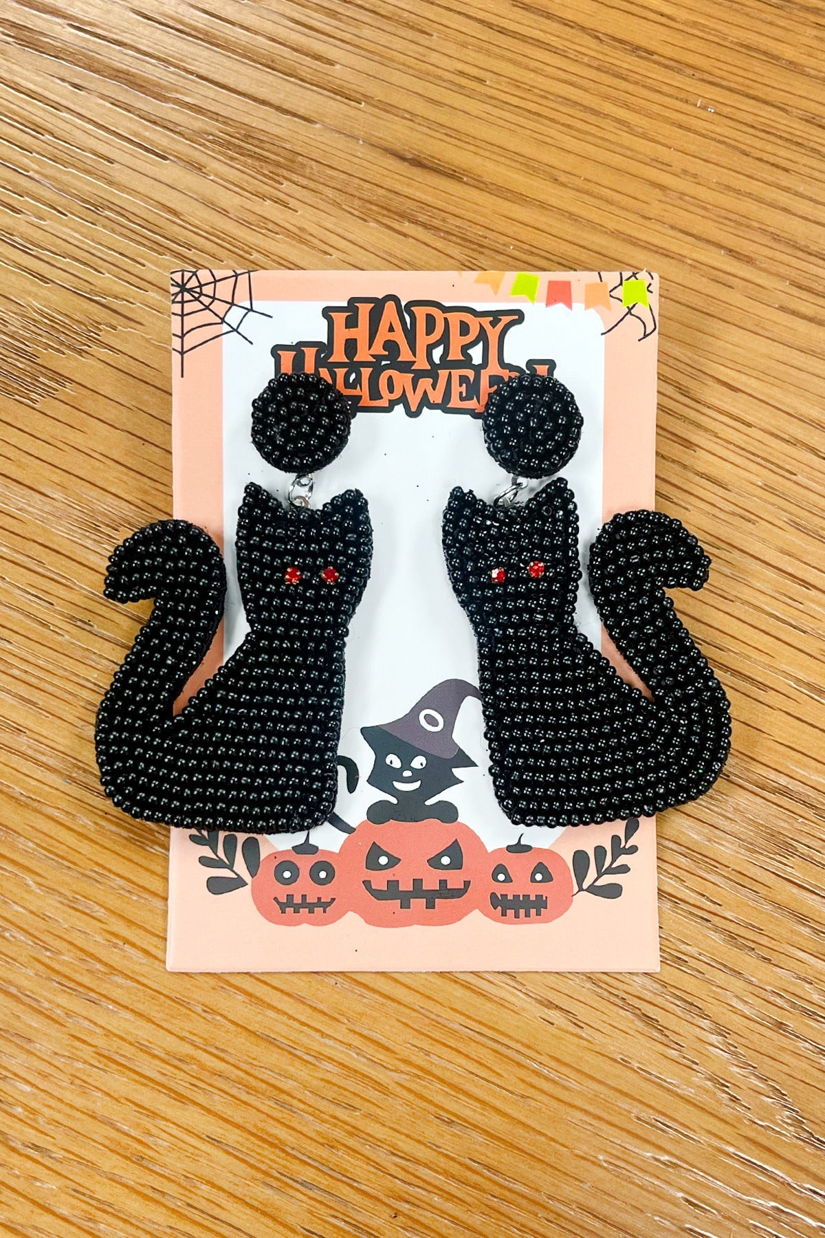 Halloween Cat Beaded Earrings