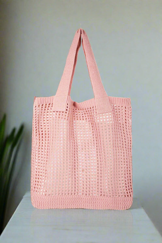 Pointelle Knit Crochet Tote Bag