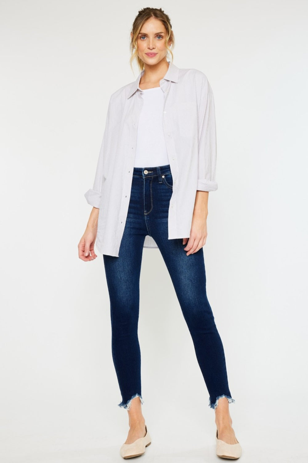 Ayleen High-Rise Frayed Ankle Skinny Jeans | Kancan