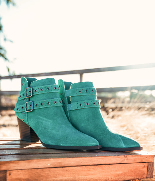 Elsa Leather Ankle Boots | Teal