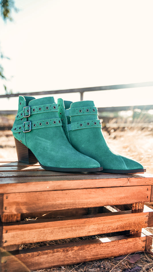 Elsa Leather Ankle Boots | Teal