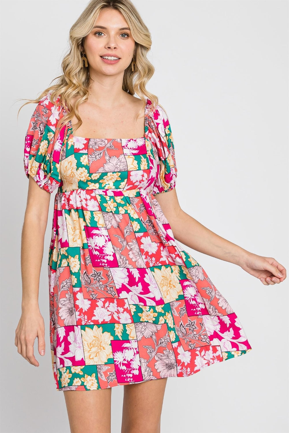 Floral Ruffled Sleeve Mini Dress