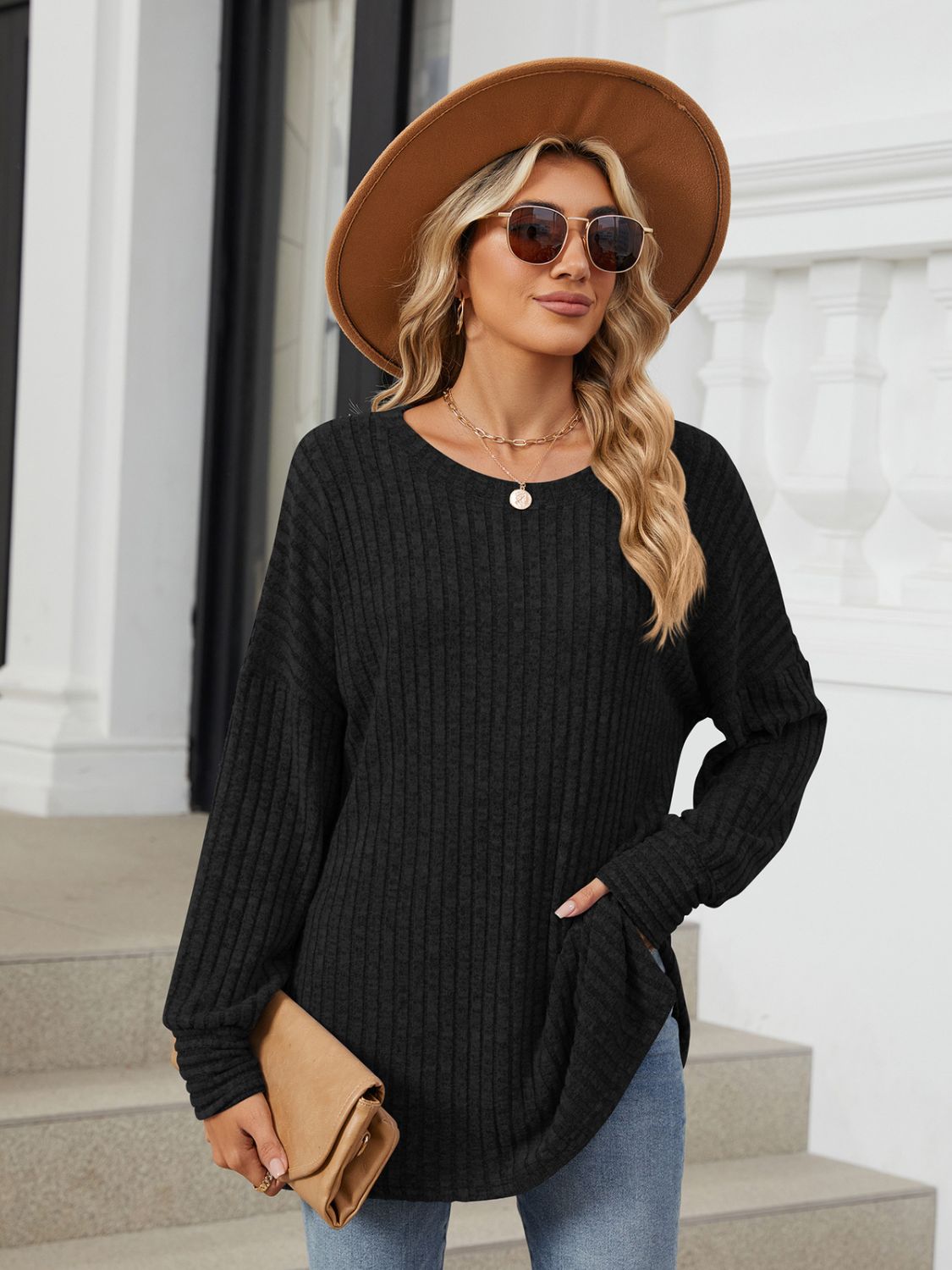 Arlet Ribbed  Long Sleeve Top