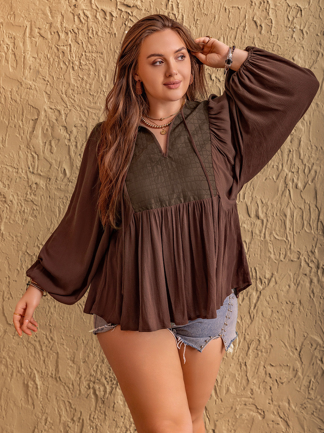 Dahlia Balloon Sleeve Blouse | Curvy