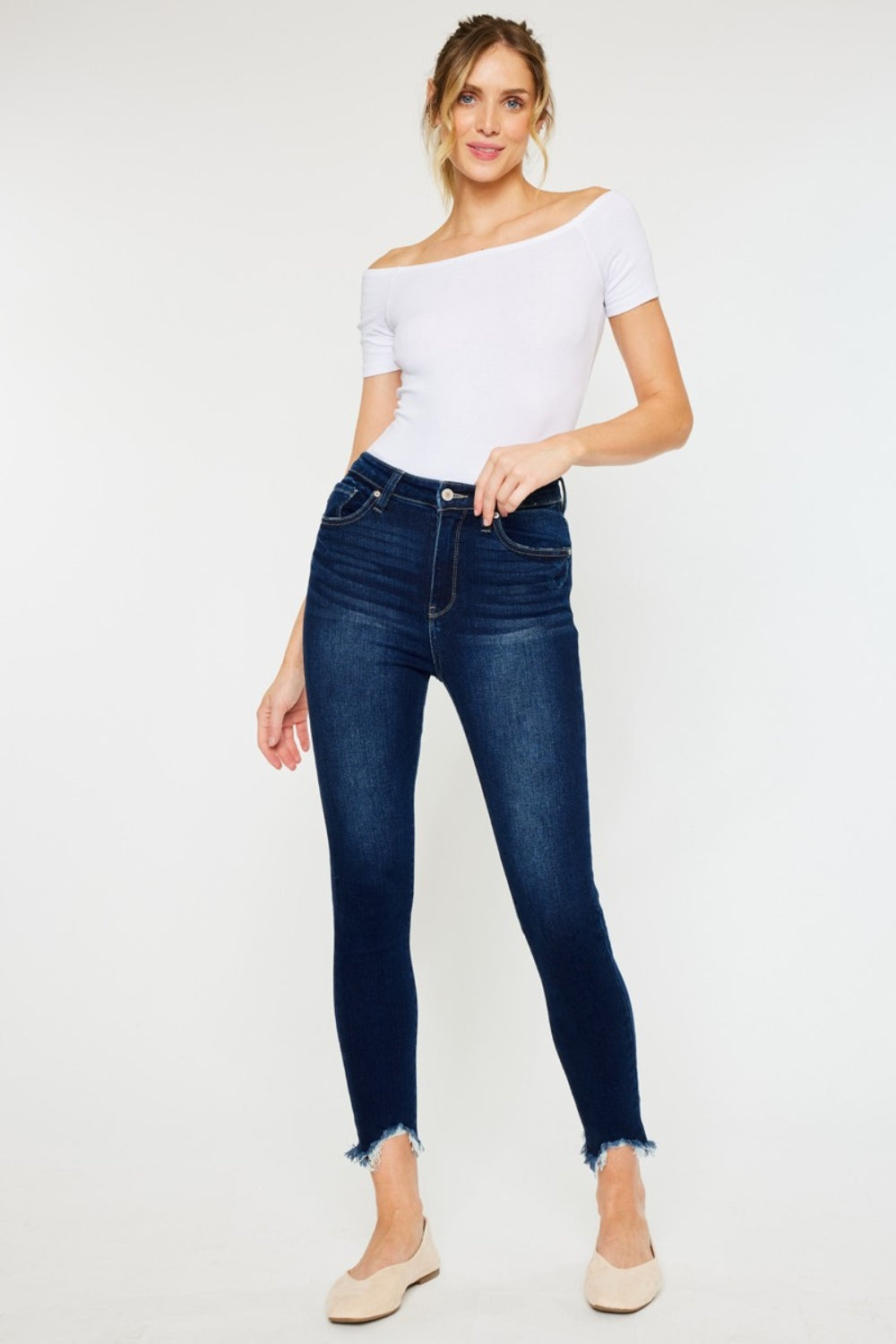 Ayleen High-Rise Frayed Ankle Skinny Jeans | Kancan