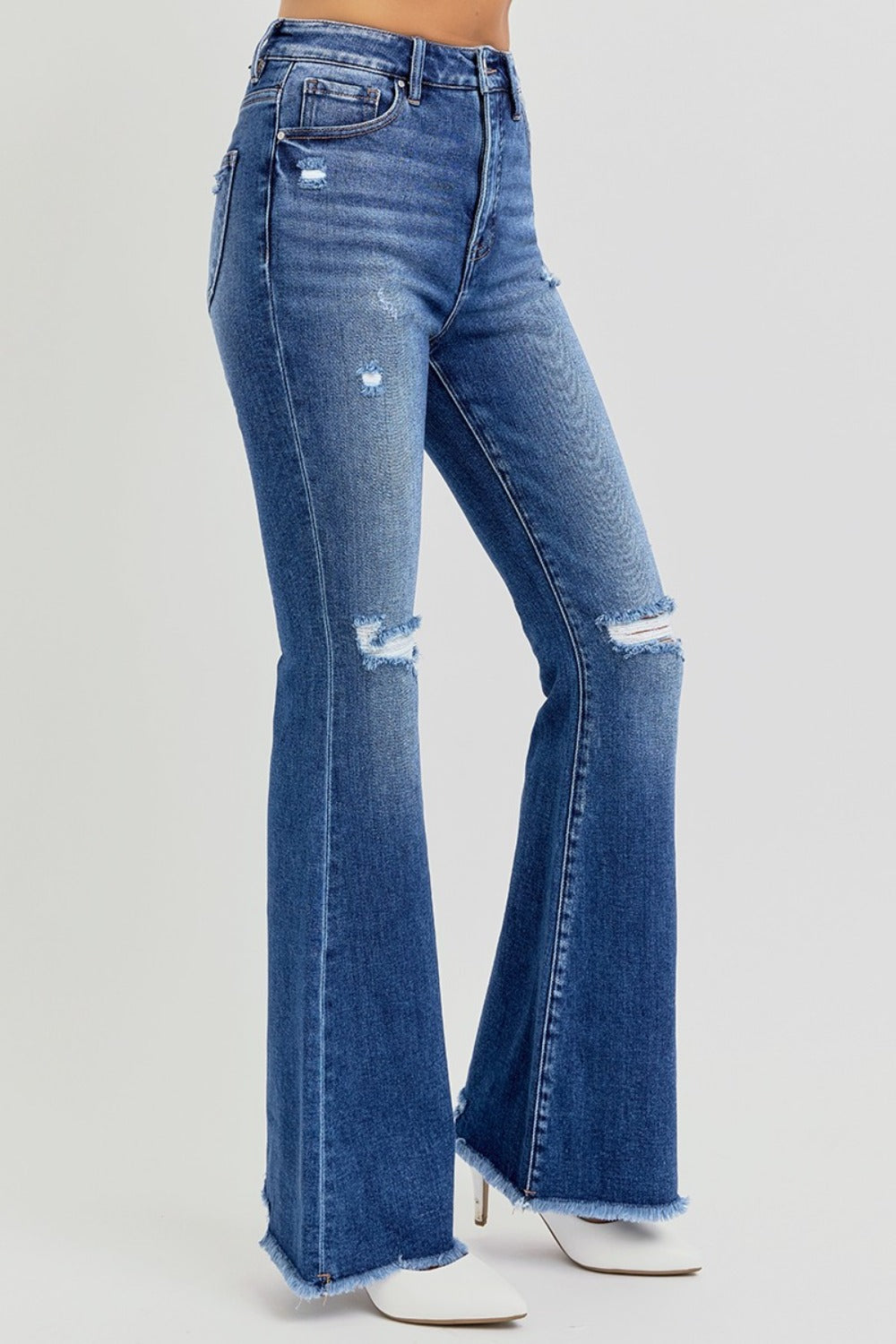 Eleanora High-Rise Distressed Flare Jeans | Risen